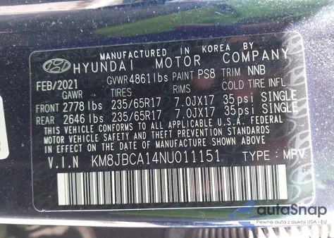 2022 Hyundai Tucson Hybrid Blue из США, поврежденный, VIN KM8JBCA14NU011151